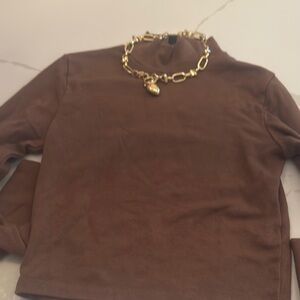 Brown Long Sleeve Top. Necklace not included!